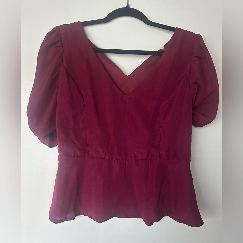 Burgundy Peplum Top